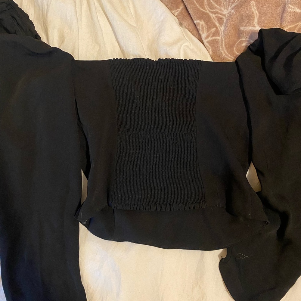 Wilfred Black Blouse with Puff Sleeves